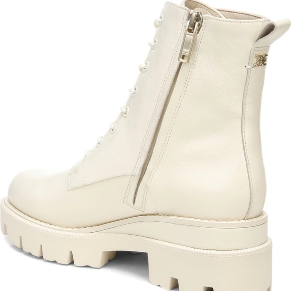 Sam Edelman Garrett Modern Ivory Leather Platform Combat Boots Sz 8 Read - Picture 2 of 8